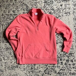 Small Amazon Essentials Pink Coral long sleeve lightweight fleece quarter zip